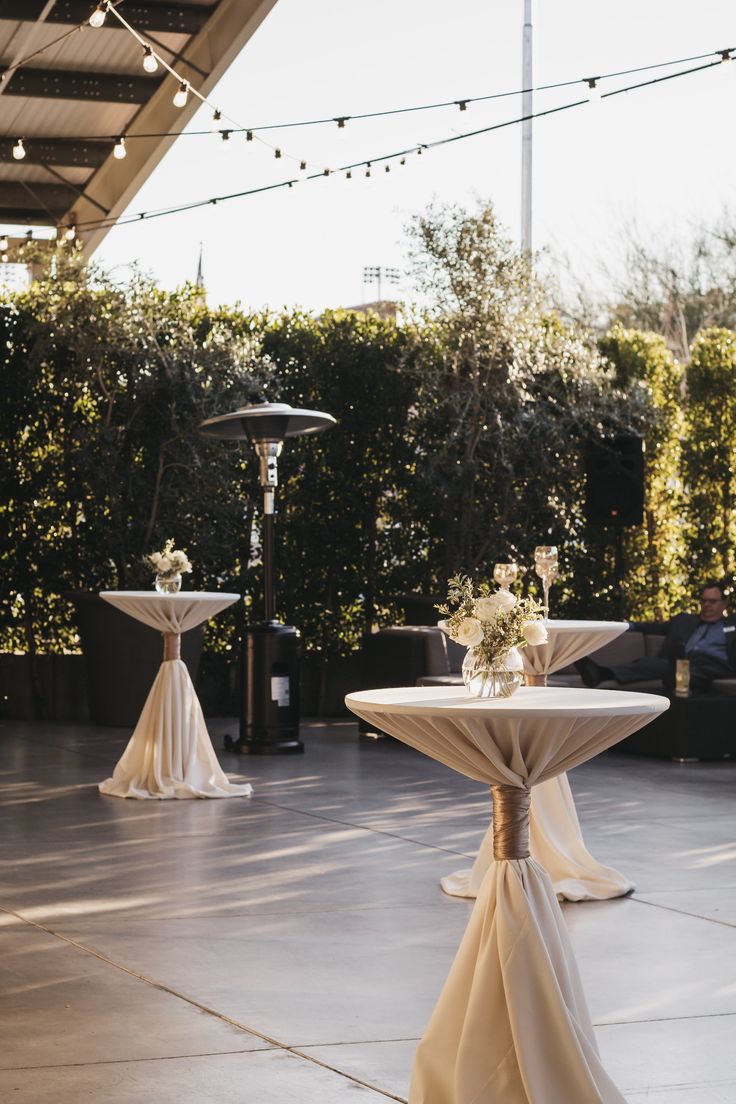 the tables are set up for an event