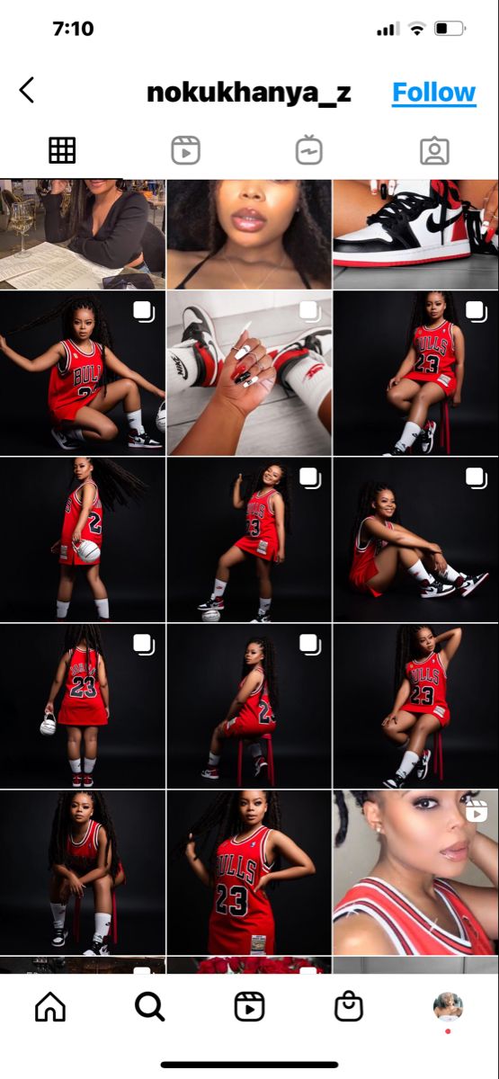 an iphone photo collage with multiple images of women in basketball uniforms and the words follow above them