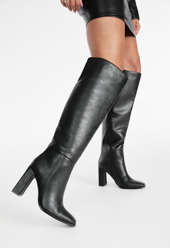 JustFab Coffee female Fashion >> Shoes >> Boots >> Over the Knee regular Material: Faux Leather Heel Height: 4.0" Shaft Height: 17.75" Closure: Slip On Imported Monrow Over-The-Knee Boot Drawing Tears, Heel Aesthetic, Day Time Outfits, Vegas Fits, Heels Aesthetic, Mom Clothes, Fashion Shoes Boots, Winter Lookbook, Faux Leather Heels