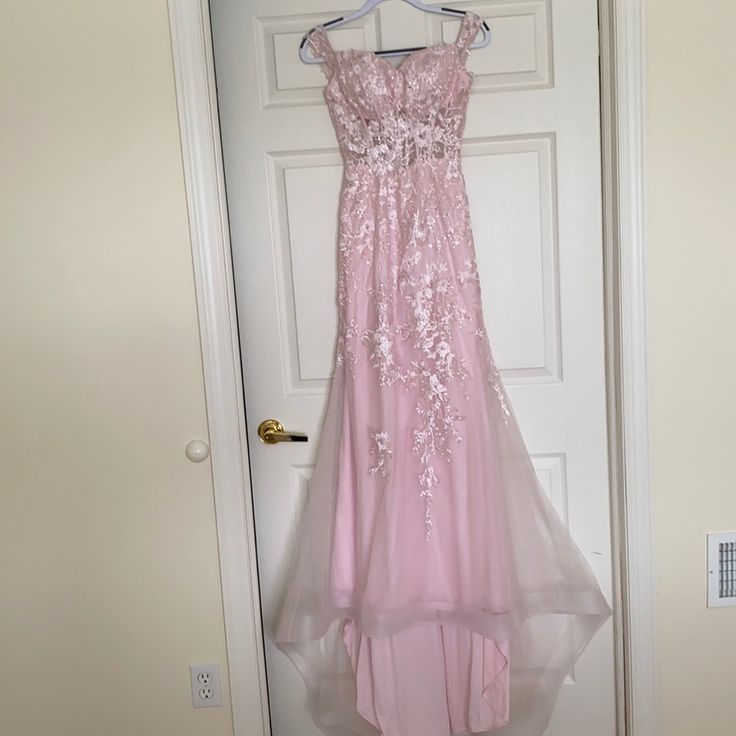 Vienna Prom Dress Size 4. Pale Pink. Never Worn. Bra Cups Added. Coquette Prom Dress, Pink Mermaid Gown, Pastel Pink Prom Dress, 2000s Prom Dress, 2000s Prom, Pastel Prom Dress, Themed Prom Dresses, Y2k Prom Dress, Unique Formal Dresses