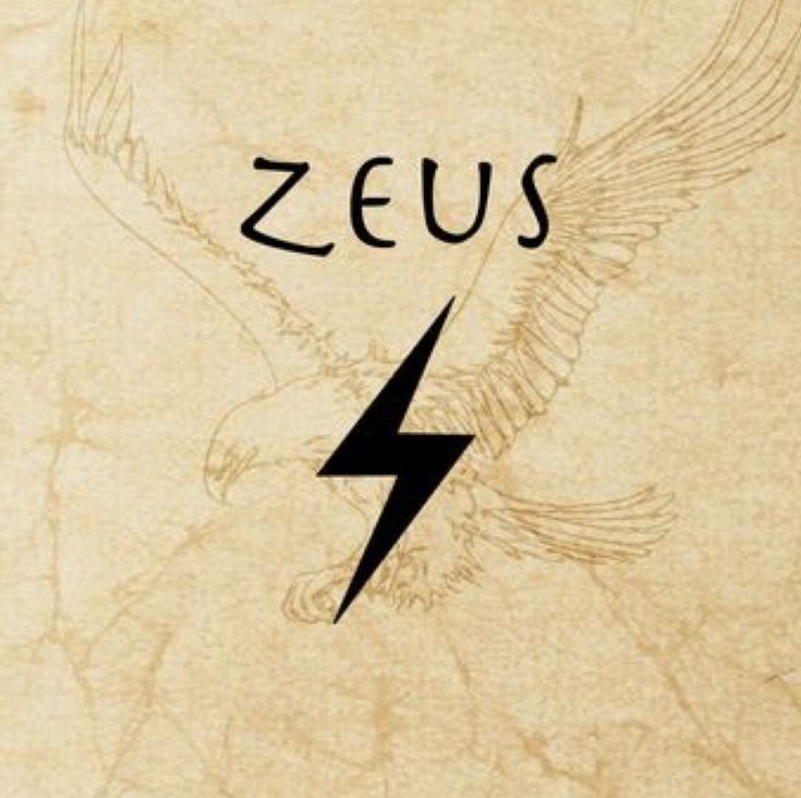 the zeus logo with an eagle and lightning bolt on it's left side