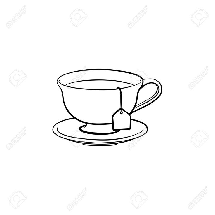 a cup of tea or coffee on a saucer with a tag in the middle