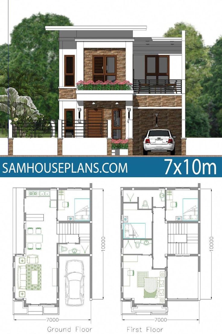 two story house plan with floor plans and measurements for each room in the same area