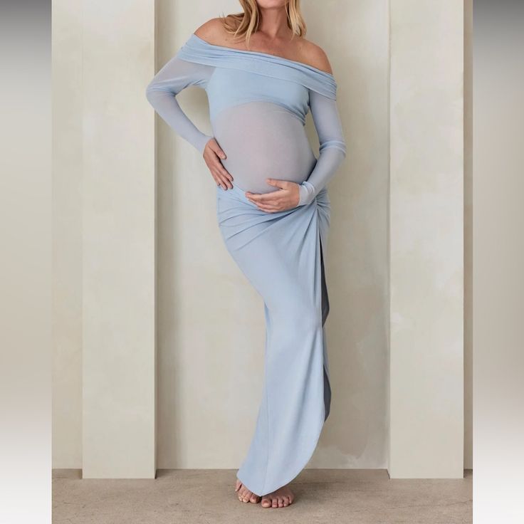 Bumpsuit Maternity Set Off The Shoulder Soft Mesh Top & Soft Mesh Skirt Nwt Photo Shoot Maternity Outfit Not A Dress , Skirt + Top Set Light Blue Fitted Maternity Maxi Dress, Maternity Wear Fitted Maxi Dress, Blue Maxi Dress For Maternity, Blue Maternity Maxi Dress For Spring, Blue Maxi Dress For Maternity Wear In Spring, Long Sleeve Blue Maternity Dress, Maternity Dresses Winter, Blue Baby Shower Dress, Gender Reveal Outfit