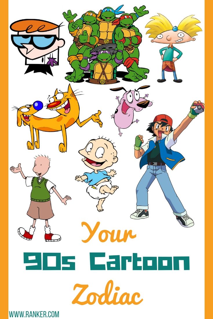 an image of cartoon characters with the words your 90's cartoon zodiac on them