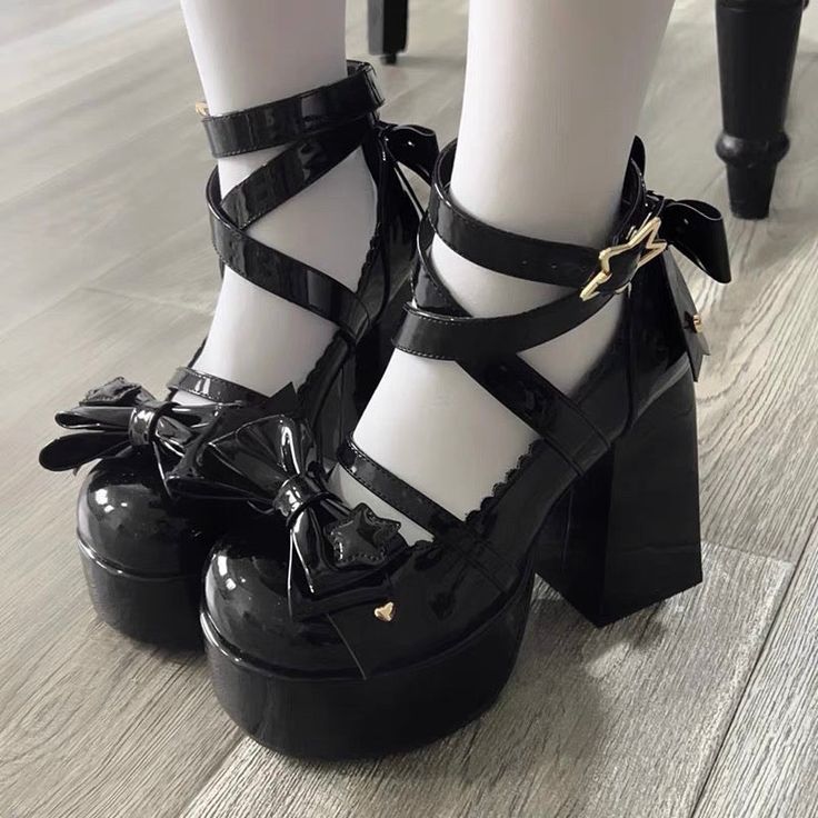 Kawaii Platform Shoes, Sepatu Platform, Mary Jane High Heels, Dr Shoes, Womens Mary Janes, Mary Jane Shoes Womens, Platform Mary Janes, Chunky High Heels, Chunky Sandals