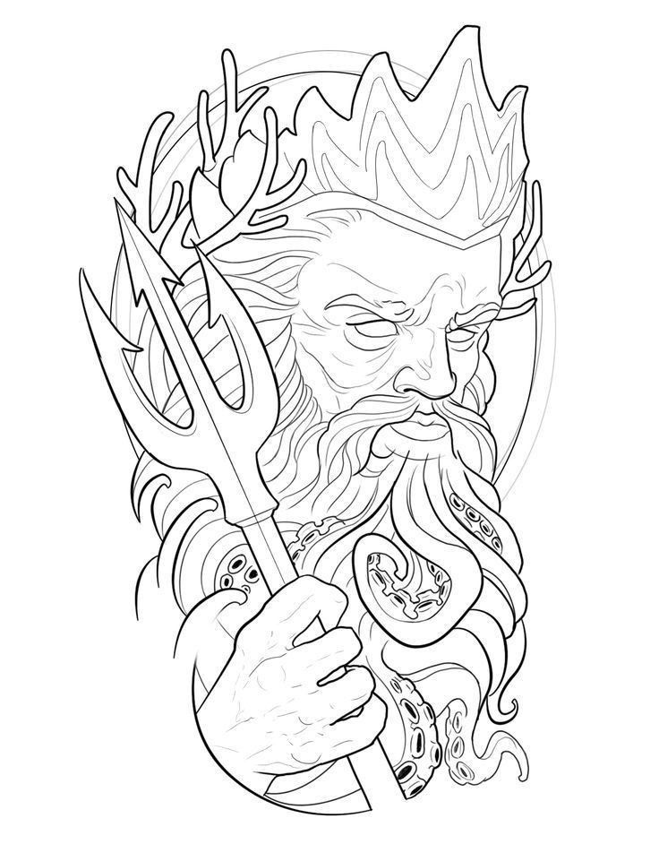 Chicano Drawing, Poseidon Tattoo, Zeus Tattoo, Ideas For Drawing, Kunst Tattoos, Arte Doodle, Greek Mythology Tattoos, Tattoo Outline Drawing, Tattoos Geometric