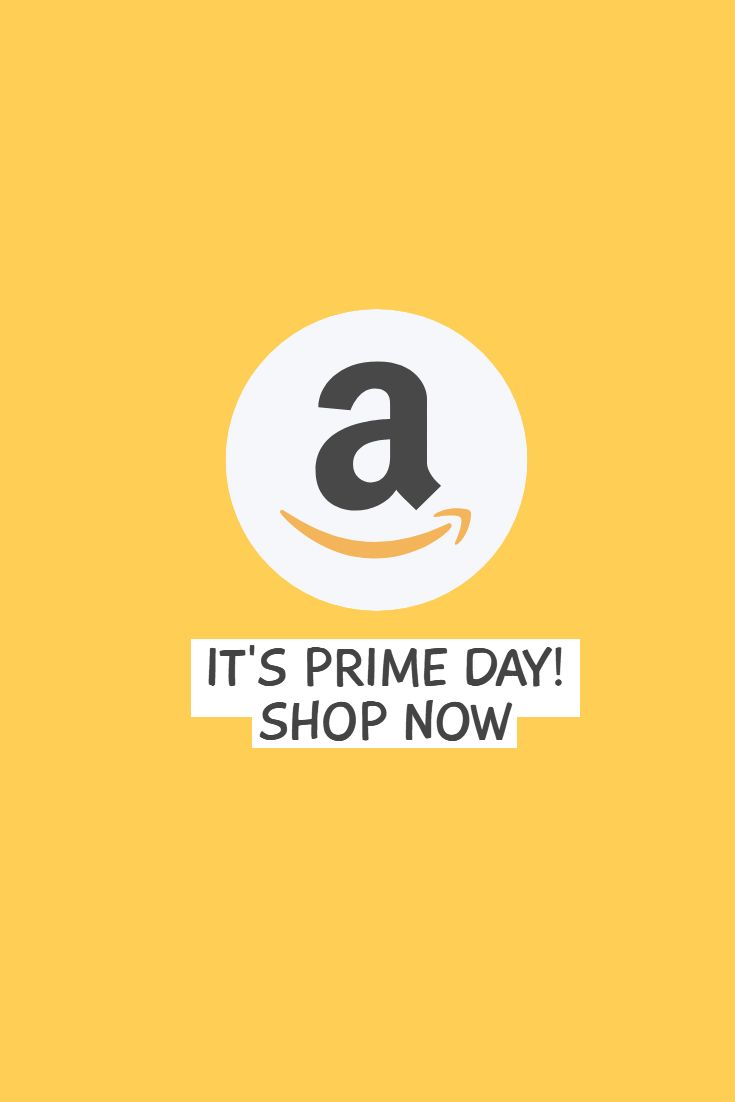 the amazon prime day logo is shown on a yellow background with an ad for it's prime day shop now