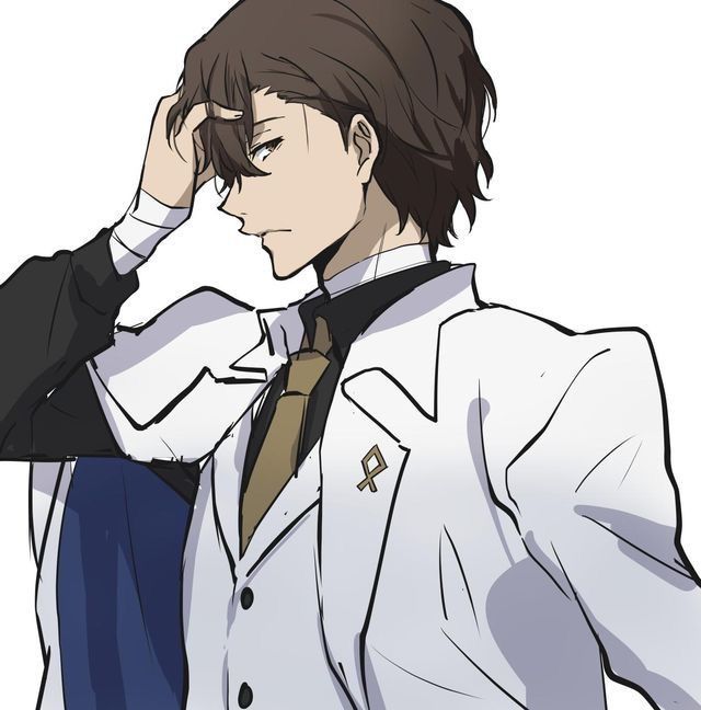 an anime character wearing a white jacket and tie