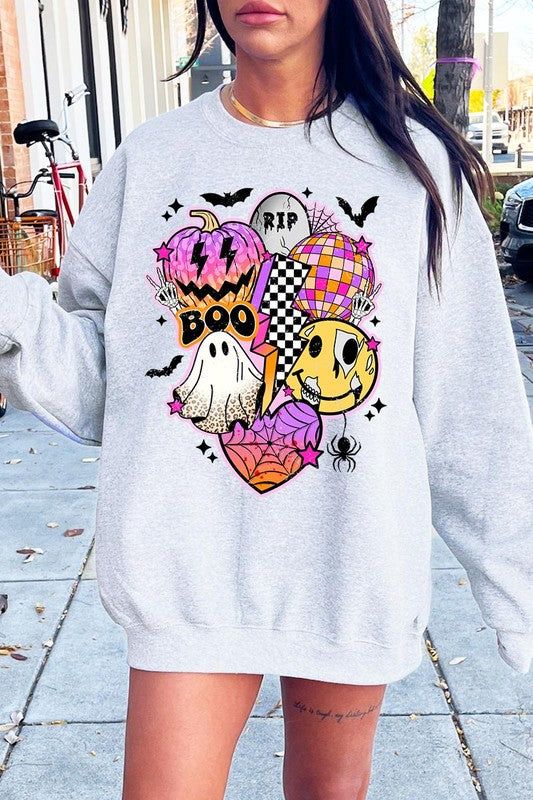 Retro Halloween Graphic Fleece Sweatshirts.Unisex Crew Neck Long Sleeve Sweaters Knits.Crafted from premium materials, tailored to your lifestyle, ensuring a comfortable fit for any occasion.Family Group Uniforms Birthday Party Gift Concert Festival Events.High Quality Direct To Film Printed Graphic Design.50%COTTON,50%POLYESTERNICARAGUAMade In: Nicaragua Pink Sweater For Fall Streetwear, Pink Sweater For Streetwear In Fall, Fall Streetwear Sweatshirt With Cartoon Print, Fall Cartoon Print Sweatshirt For Streetwear, Fall Cartoon Print Streetwear Sweatshirt, Cute Fall Streetwear Tops, Cute Sweater For Fall Streetwear, Gray Sweater With Graphic Print For Fall, Fun Long Sleeve Fall Tops