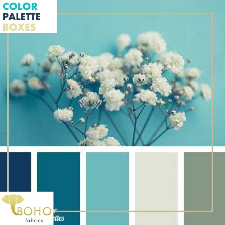 Sprigs of Blue, Mystery Color Palette Box. - Boho Fabrics Navy Blue White Green Color Palette, Seafoam Blue Color Palette, Navy Turquoise Color Palette, Relaxing Blue Color Palette, Refreshing Color Palette, Ocean Green Color Palette, Asian Color Palette, Blue Teal Color Palette, Blue Green Natural Color Palette