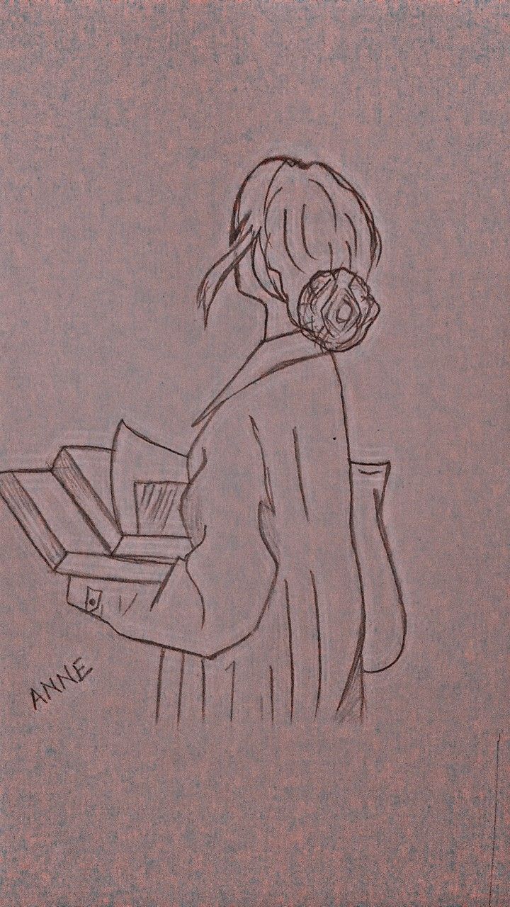 a drawing of a woman holding a laptop computer