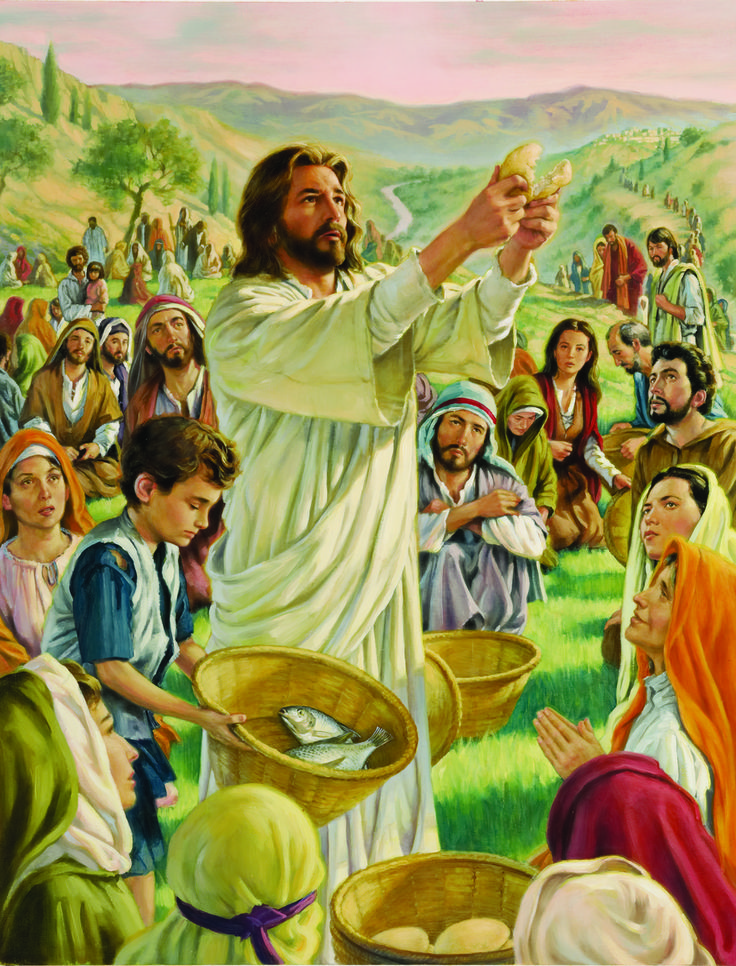 jesus is giving bread to the people