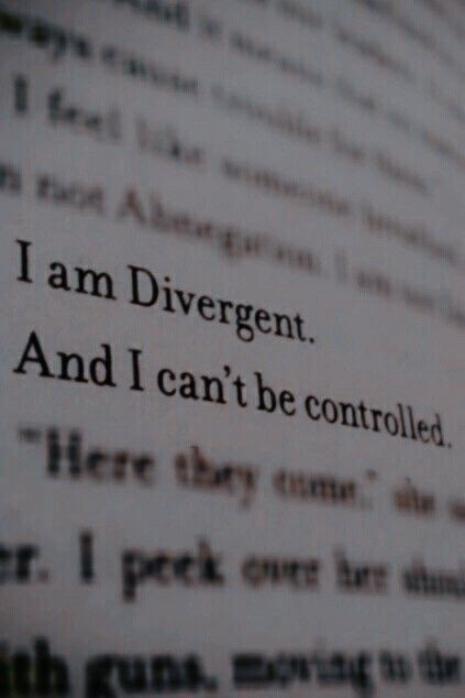 a close up of a book page with the words i am diver and i can't be controlled