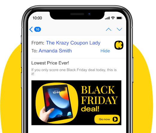 the black friday deal is displayed on an iphone