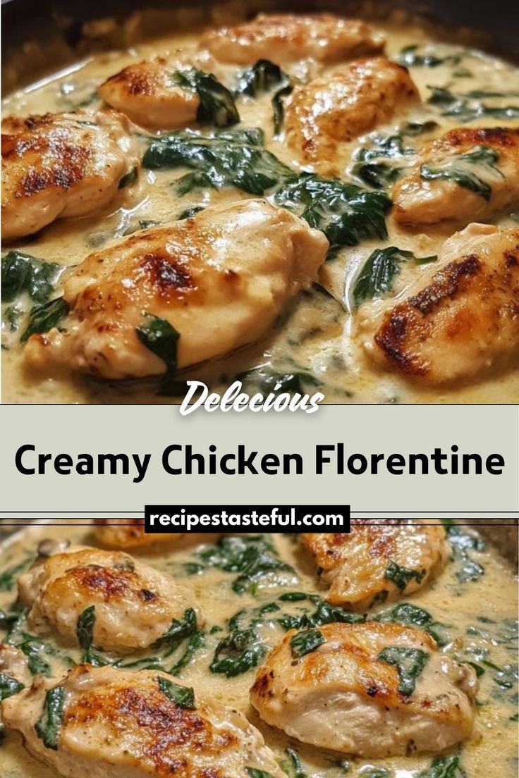 creamy chicken florentie with spinach and cheese is an easy dinner recipe