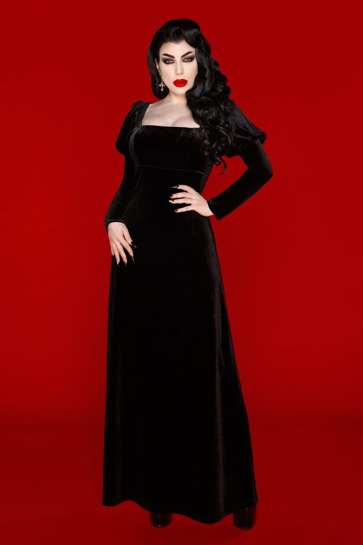 Daphne Dress – KATAKOMB Luxury Gothic Dresses For Fall, Suzanna London Inspired Dress, Black Velvet Aline Dress, Elegant Luxury Dresses For Halloween, Gothic Black Velvet Dress, Luxury Black Velvet Dress For Fall, Luxury Winter Velvet Dress, Bram Stoker Lucy Dress, Dress Velvet Vintage