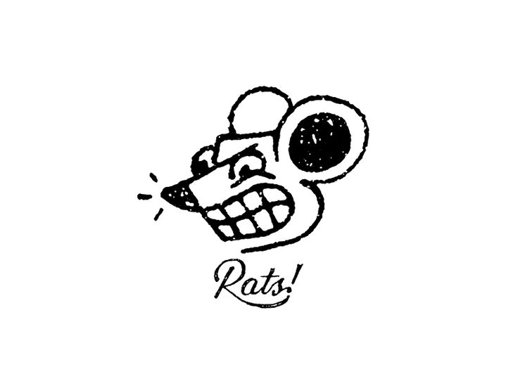 a black and white drawing of a rat with the word rats on it's face