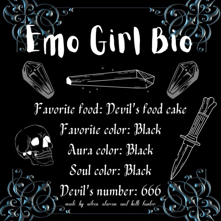 a black and white poster with the words emo girl bio written in different languages