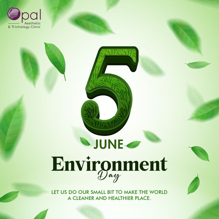 the 5th environmental day poster with green leaves around it and text that reads 5 june