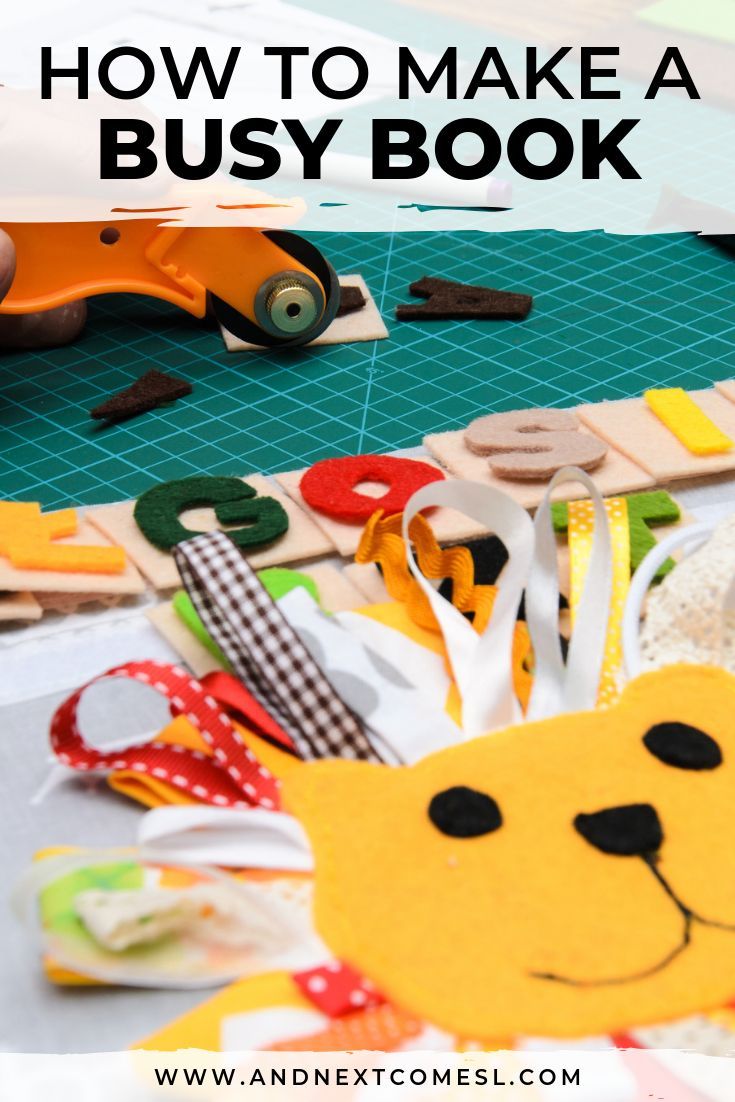 a book with scissors and other crafting supplies on it, next to the title tips for making your first quiet book