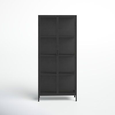 an empty black bookcase on a white background