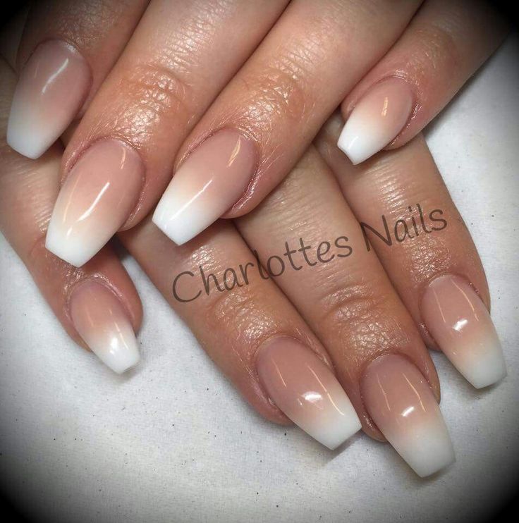 White tip fade Tan White Ombre Nails, Ombre Nails Tan And White, Tan And White Ombre Nails, Brown And White Ombre Nails, Nude To White Ombre Nails, White Fade Nails, Tan Ombre Nails, Neutral Vacation Nails, Hombre Nails Ombre