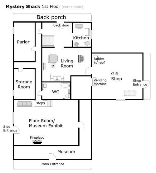 a floor plan for a house with two rooms and one bedroom on the first floor