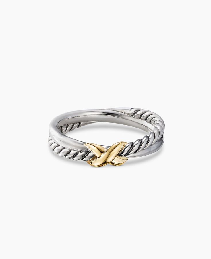 Shop the Petite X Ring in Sterling Silver with 18K Yellow Gold, 4mm from David Yurman. Enjoy complimentary shipping on all online orders. David Yurman Ring, X Ring, David Yurman Bracelet, Jewelry Lookbook, Yellow Gold Ring, Customer Care, High Jewelry, David Yurman, Me Time