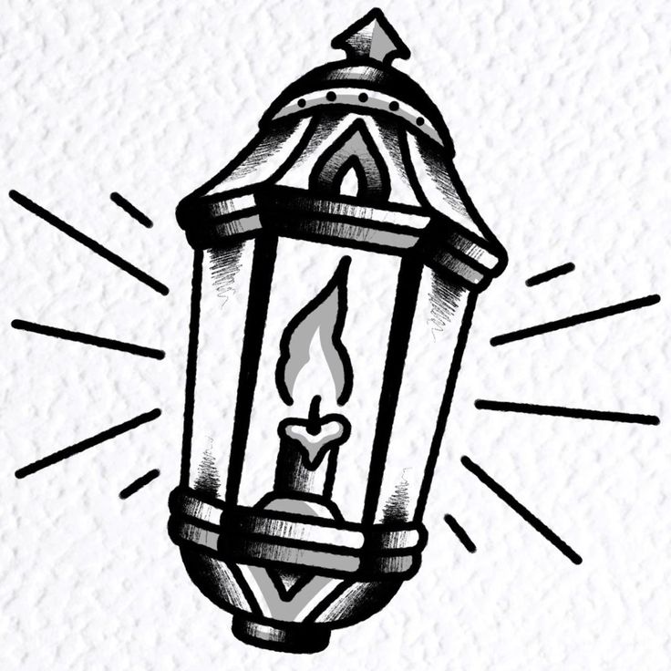 a black and white drawing of a lit candle