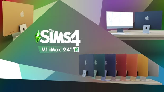 an advertisement for the new computer brand, the sims4 at mac 24 / 7