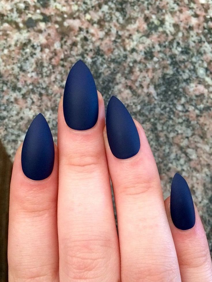 Matte Blue Nails, Fingernail Colors, Nails Navy Blue, Blue Fake Nails, Gel Moment, Nails Navy, Ongles Gel Violet, Blue Matte Nails, Morning Handsome