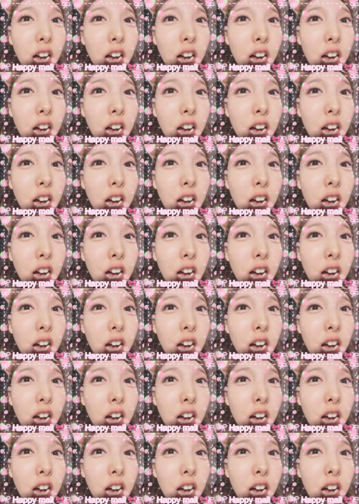 an image of a woman's face with many different expressions on the same wall