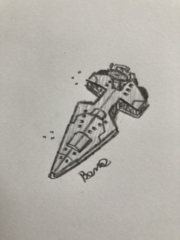 a drawing of a space ship on paper