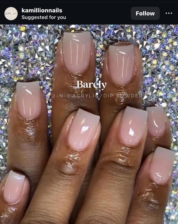 Nude Nail Designs Square, Acrylic Overlay Nails Short Natural, Nude Nails Black Women, Military Nails, Prom Nail Inspo, Plain Acrylic Nails, Natural Nails Manicure, Overlay Nails, Natural Acrylic Nails