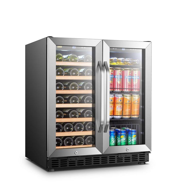 an open refrigerator with drinks and sodas in it's doors, on a white background