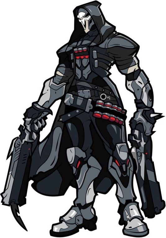 a character from the video game overwatching in full armor and holding two swords