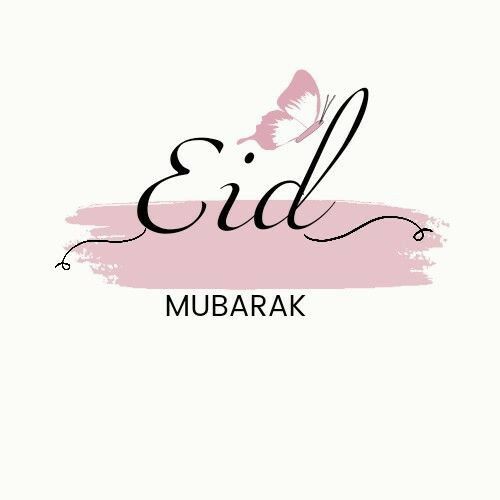 the word eid in arabic with a butterfly on it's back and pink background