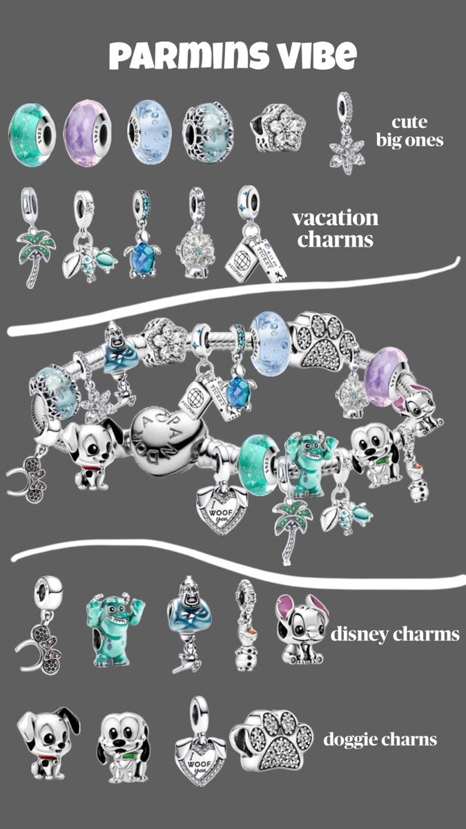 blues, cyan, purple and full Disney Pandora Bracelet, Disney Pandora, Pandora Bracelet Charms Ideas, Pandora Charms Disney, Pandora Bracelet Designs, Dog Personality, Preppy Jewelry, Disney Charms, Princess Jewelry