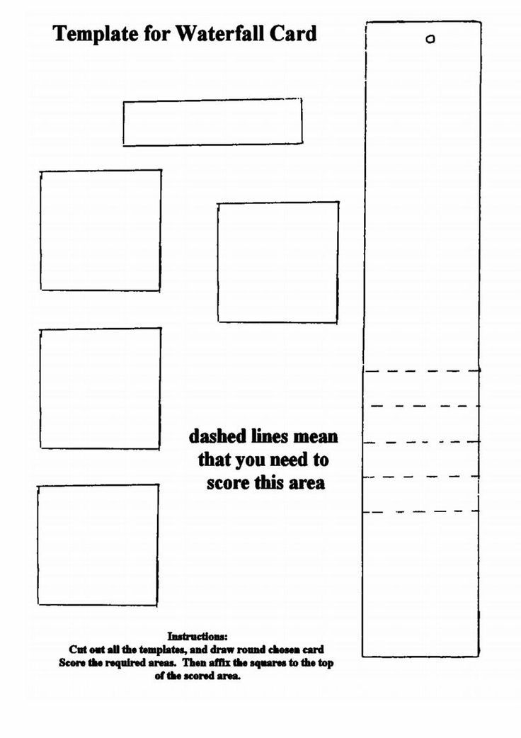 a template for a water fall card with four squares and three rectangles on it