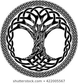 the celtic tree of life symbol in black and white