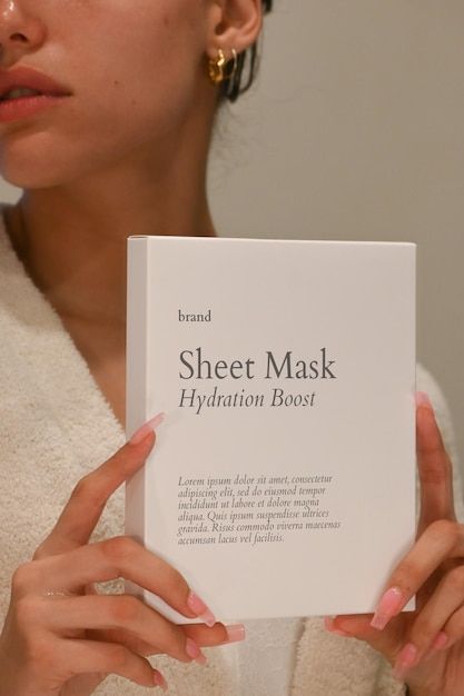 Sheet Mask Product Photography, Face Mask Product Photography, Sheet Mask Photography, Sheet Mask Packaging, Sheet Mask Aesthetic, Face Mask Photography, Holding Product, Folder Cover Design, Luxury Face Mask