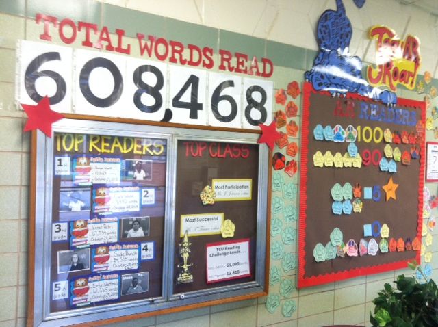 two bulletin boards with words and numbers on them