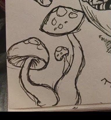 a drawing of a mushroom and some other things