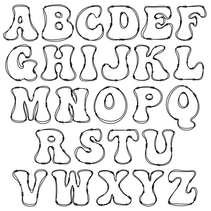 the alphabet is drawn in black and white