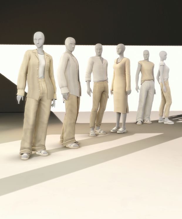 a group of mannequins standing next to each other