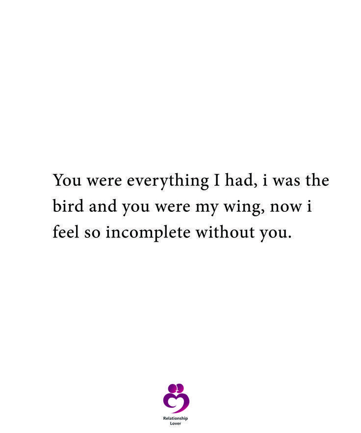 the quote you were everything i had was the bird and you were my wing, now i feel so incomplete without you