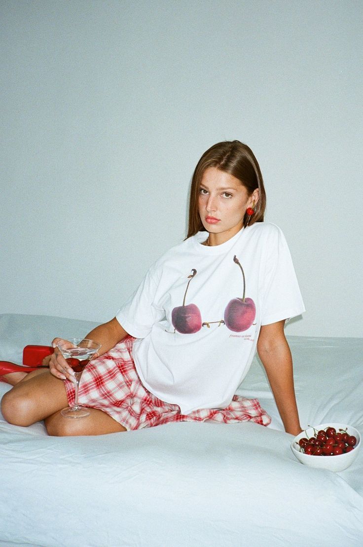 CHERRY TEE – Mode Mischief Studios Mode Mischief, Girls Sleepwear, Oversized Graphic Tee, Quirky Fashion, Original Fashion, Cherry Print, Casual Tee, Oversized Tee, Alternative Fashion