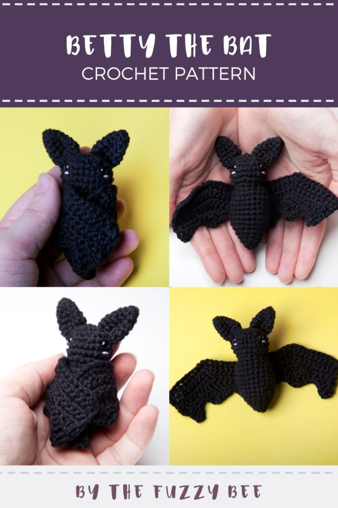 crochet pattern for a bat amigurt toy by the buzzy bee