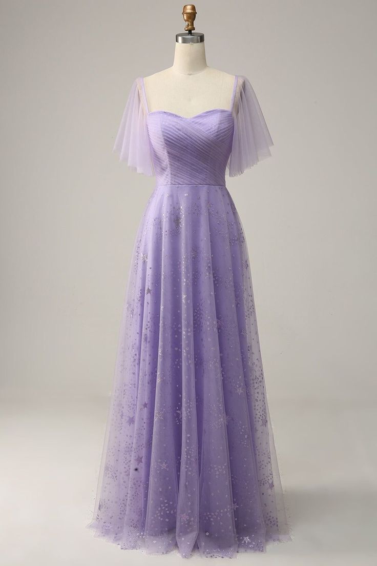 Purple Flowy Prom Dress, Prom Dresses Purple Lavender, Lavender Dress Formal, Purple Dress Prom, Lavender Gowns, Pastel Purple Dress, Party Dress Purple, Prom Dress With Ruffles, Lavender Prom